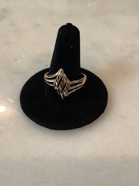 Chevron-Style Sterling Ring in Gold Tone, Brand New